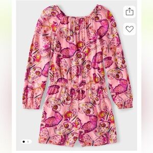 The Children's Place Pink Butterfly Print Romper Girl’s size 14